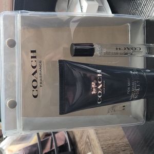 Travel size men's Coach perfume and beard balm